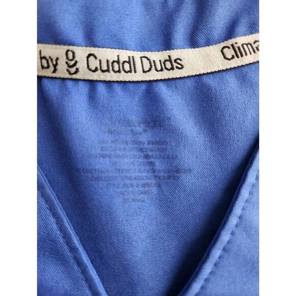 ClimateRight by Cuddl Duds Scrub Top Women's Size L Metro Blue 2 Way Pockets - Picture 4 of 7